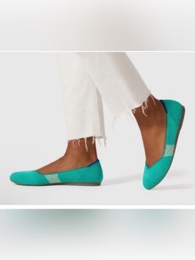 Rothy's Calypso Rare Retired Ballet Flat washable round-toe shoes in Teal